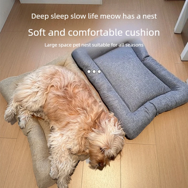 Cama transpirable de algodón y lino para gato y perro – verano - imagen 5