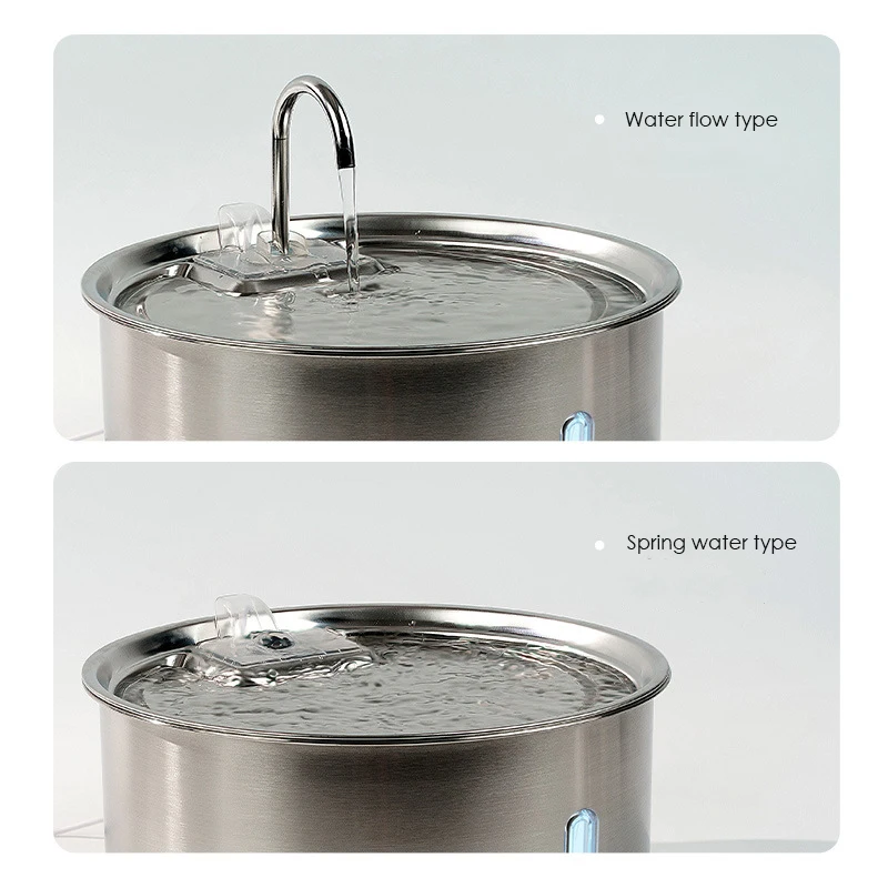 Dispensador de agua para mascotas de acero inoxidable de 7L, fuente de agua automática para gatos, fuente con filtro USB para perros y gatos, alimentador inteligente para beber - imagen 4