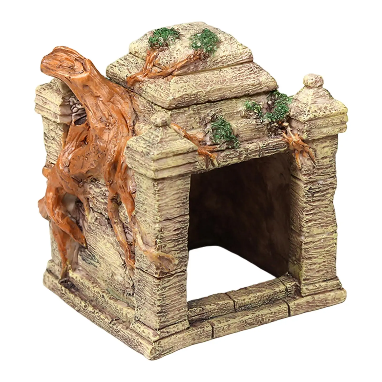 Reptiles Hideout Cave Resin Rock Play Rest Landscaping Terrarium Habitat Decor Aquarium House for Turtles Betta Fish Tortoise