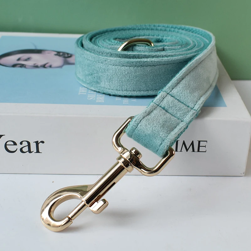 Collar verde personalizado, tela de calidad de terciopelo para perros pequeños, medianos y grandes, piezas de Metal personalizadas, accesorio para mascotas, franela 29 - imagen 2