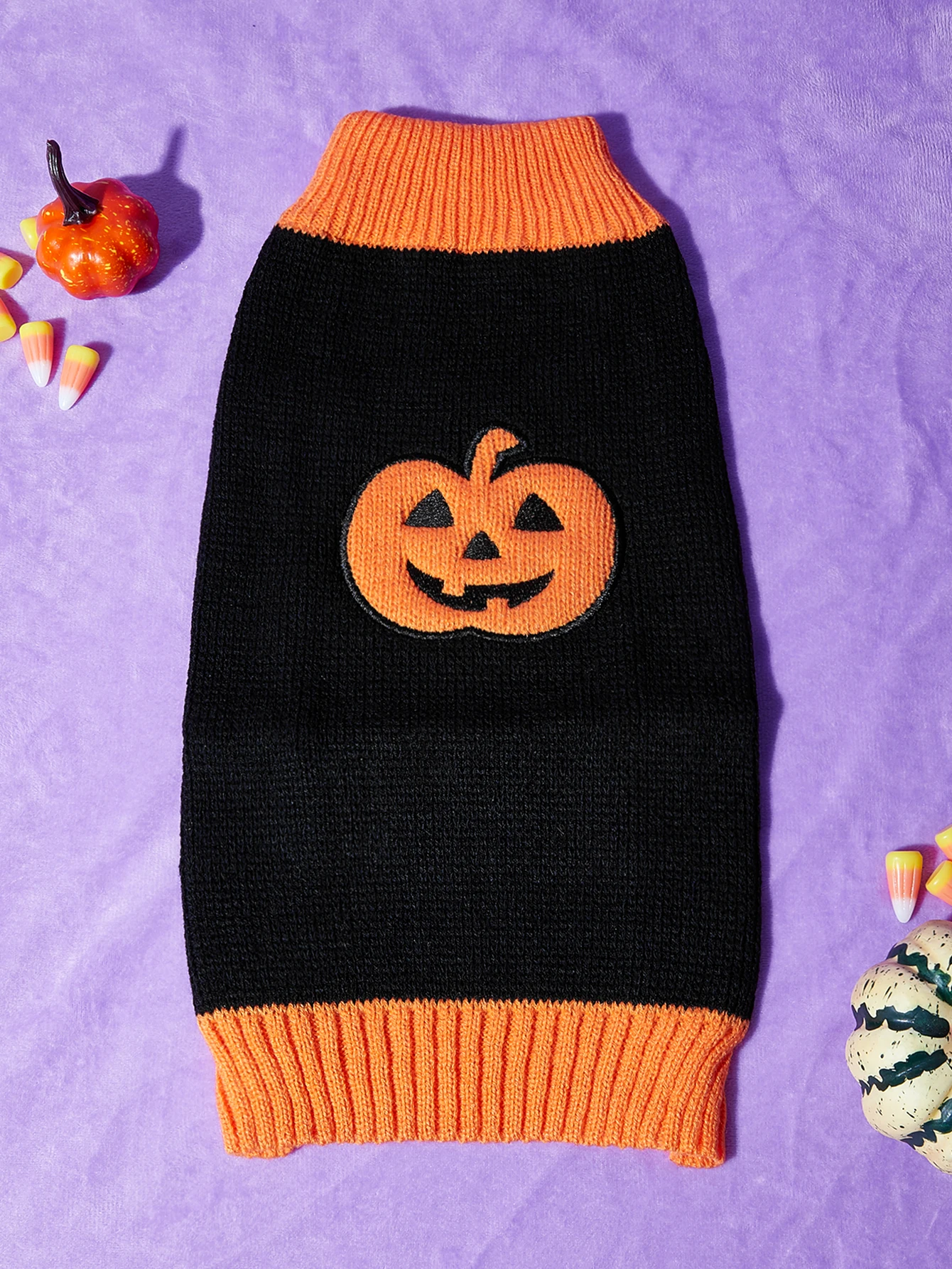 Suéter de calabaza de Halloween para mascotas, ropa de punto para perros y gatos, sudadera para mascotas - imagen 3