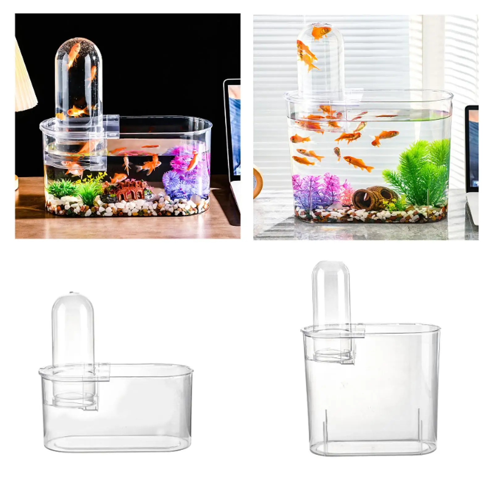 Mini Fish Tank Fish Bowl Sturdy with Cover Multiuse Turtle Tank Aquarium Tank for Home Living Rooms Desk Offices Decorative