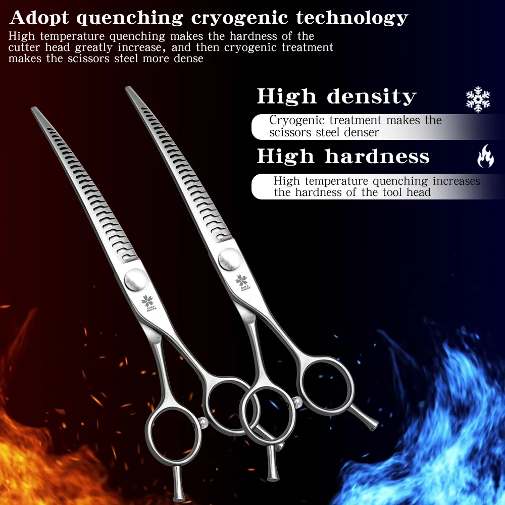 Tijeras mágicas dobladas, tijeras profesionales de belleza para mascotas, tienda de esteticista para recortar acero VG10, recorte Natural de 7,25 pulgadas - imagen 5