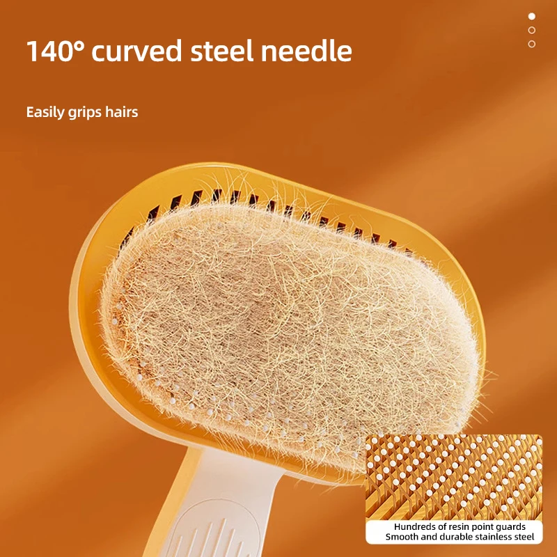 HOOPET-peine de masaje de limpieza para gatos y perros, herramienta de aseo, limpieza de cabello con un solo toque, cepillo para mascotas para gatos y perros - imagen 3