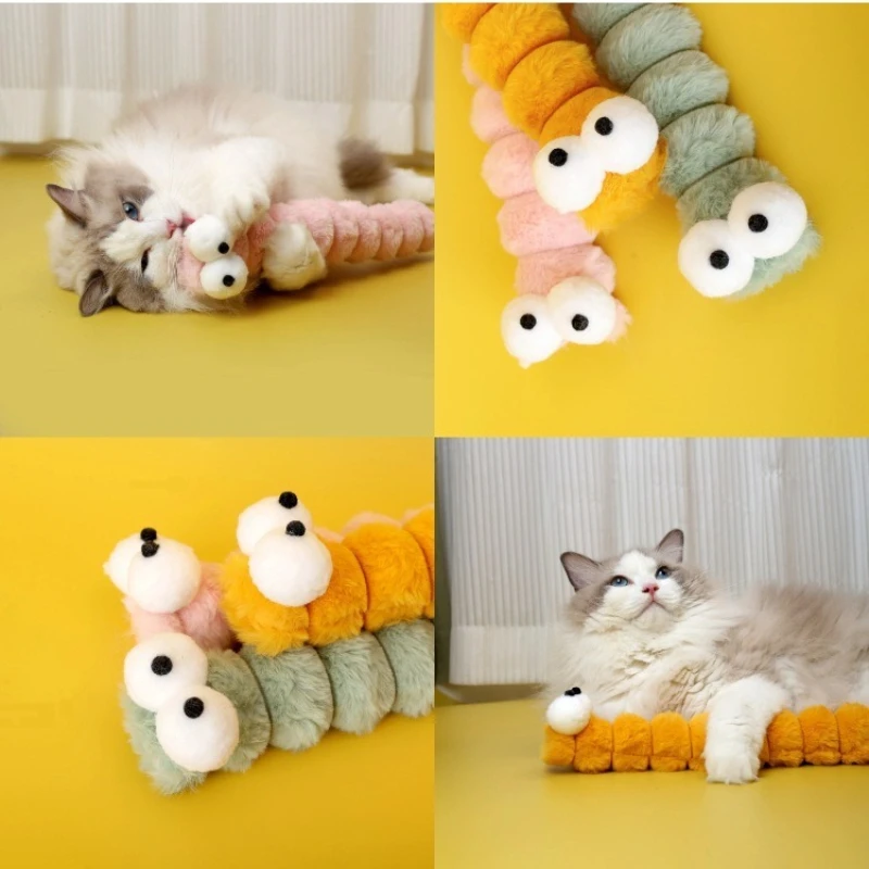 Juguete de peluche para masticar para gatos, cojín, oruga, almohada con hierba gatera, juguetes interactivos suaves para gatos, suministros de juguetes para gatos - imagen 4