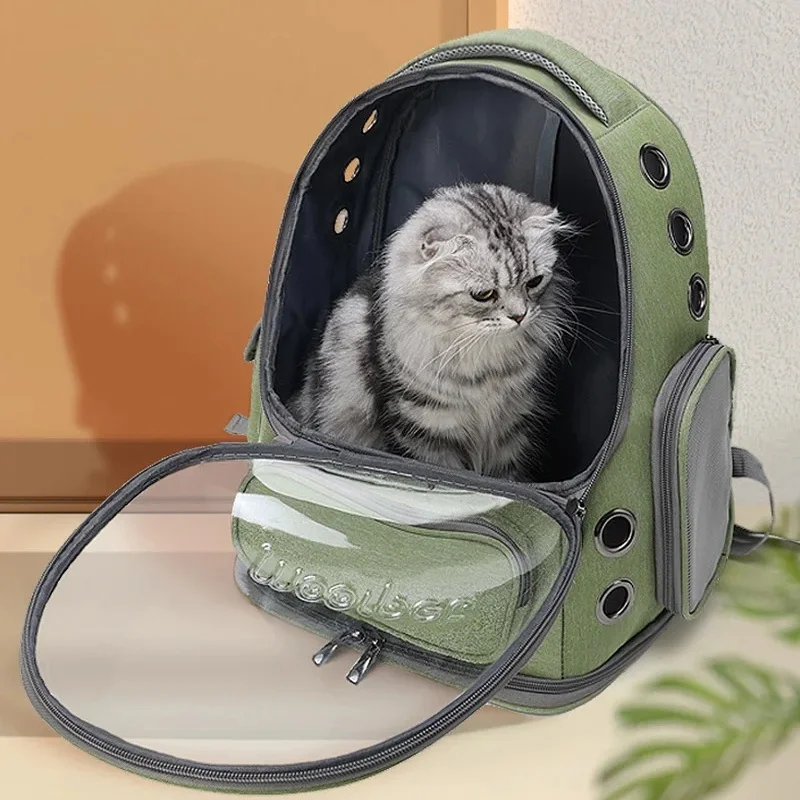 Bolsa de transporte para gatos, mochila de viaje al aire libre para gatos, perros pequeños, bolsa de transporte transpirable para gatos, suministros para mascotas transparentes