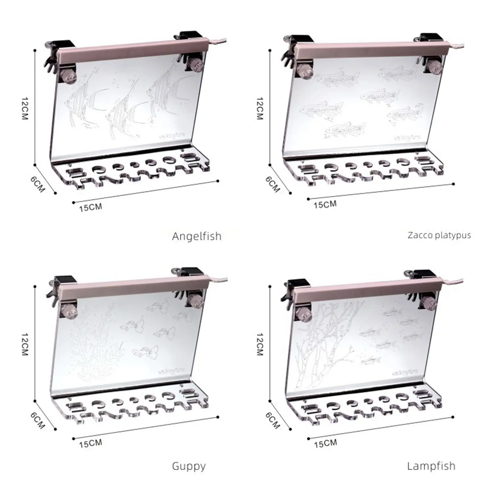 Estante de almacenamiento de herramientas para acuario, soporte acrílico montado en la pared con luz ajustable para acuarios y peceras