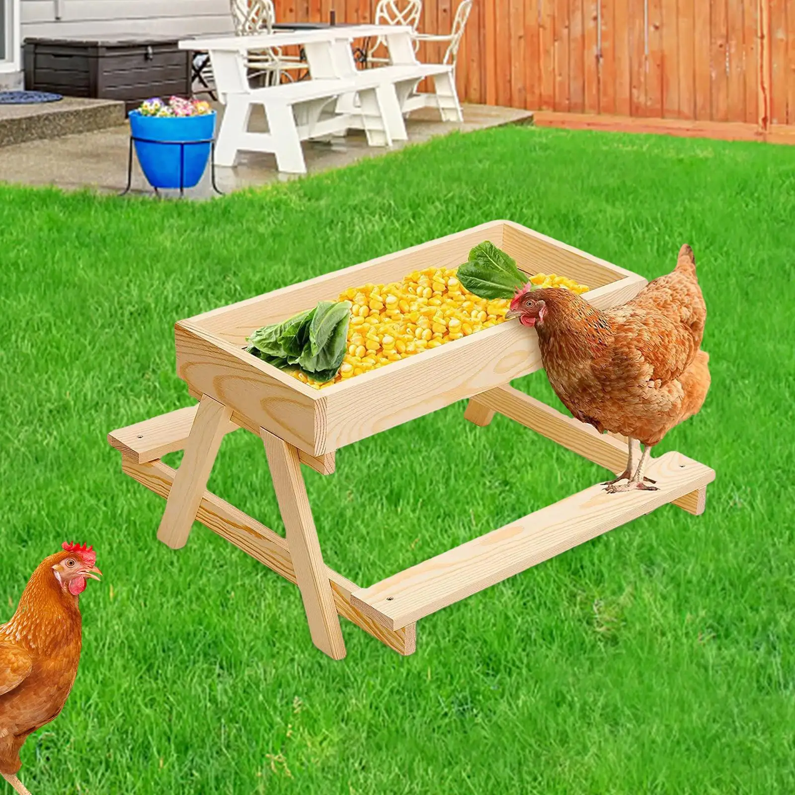 DIY Wooden Chicken Table Feeder Kit Sturdy Duck Feeder for Wild Bird
