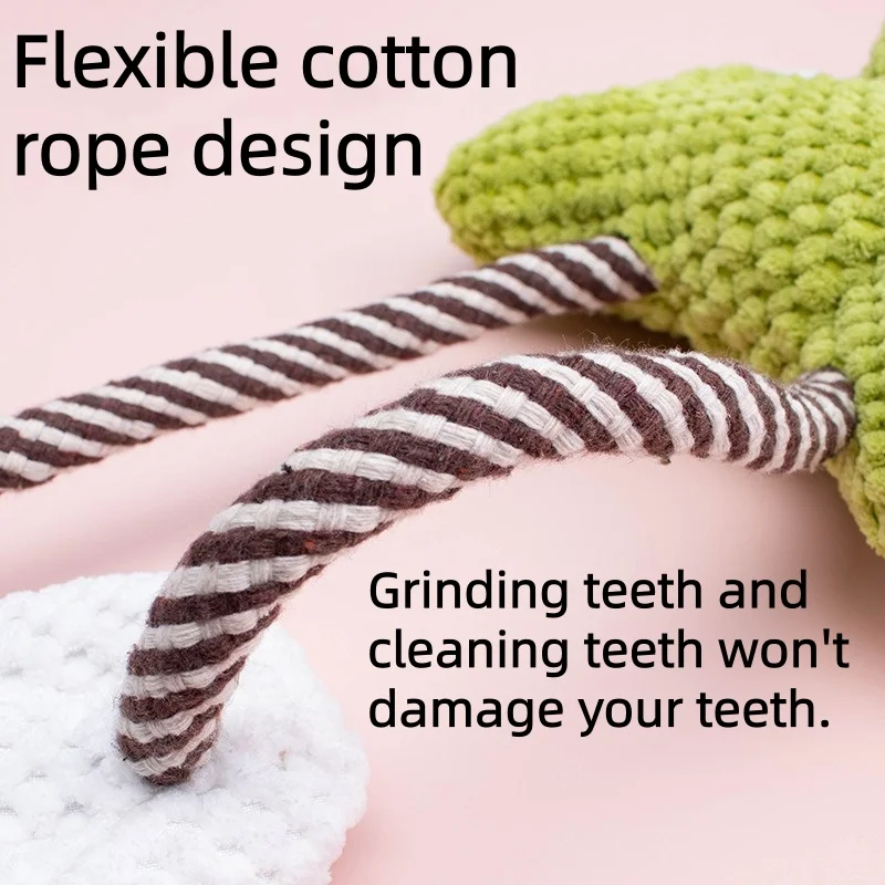 Juguetes de peluche chirriantes a prueba de mordeduras para perros, limpieza de dientes, pato de dibujos animados, forma de rana, juguete con sonido para apretar para mascotas, sonido suave y divertido - imagen 2