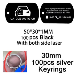 Etiquetas aluminio negro láser doble cara anillo para perros y gatos