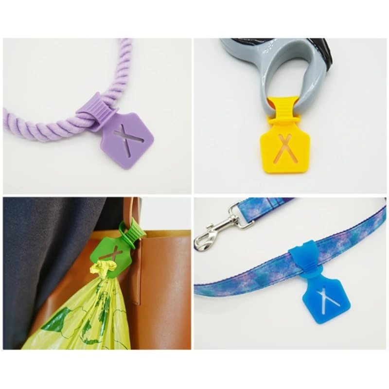 Soporte de silicona para bolsas de excrementos de perros, Clip dispensador de bolsas de basura manos libres para correa, suministros de limpieza para mascotas - imagen 4