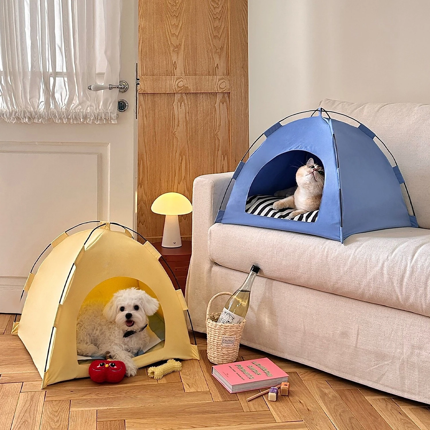 Casita semicerrada transpirable para perros y gatos pequeños - imagen 2
