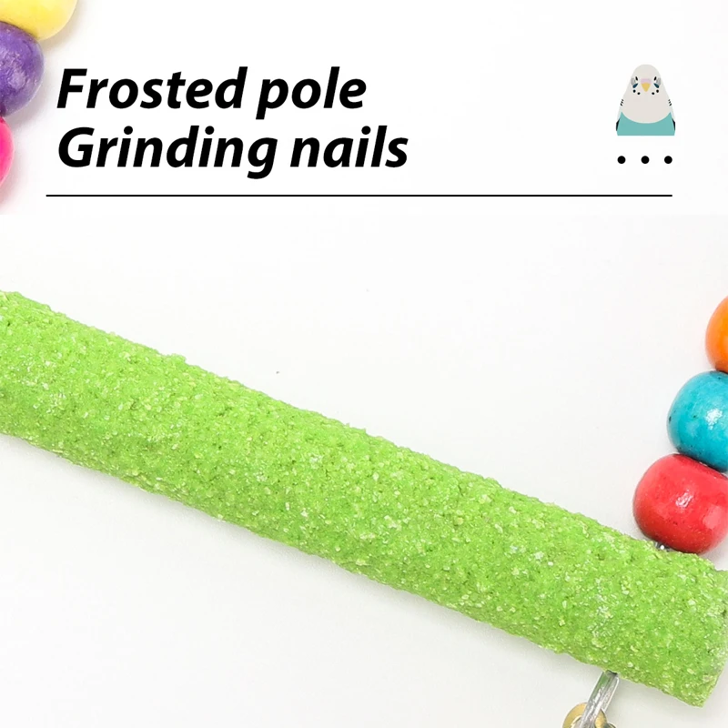 Columpios de madera para pájaros con campanas colgantes para cacatúas, accesorios para jaula de periquitos, jaula para pájaros, perca para loros, columpio colgante - imagen 3