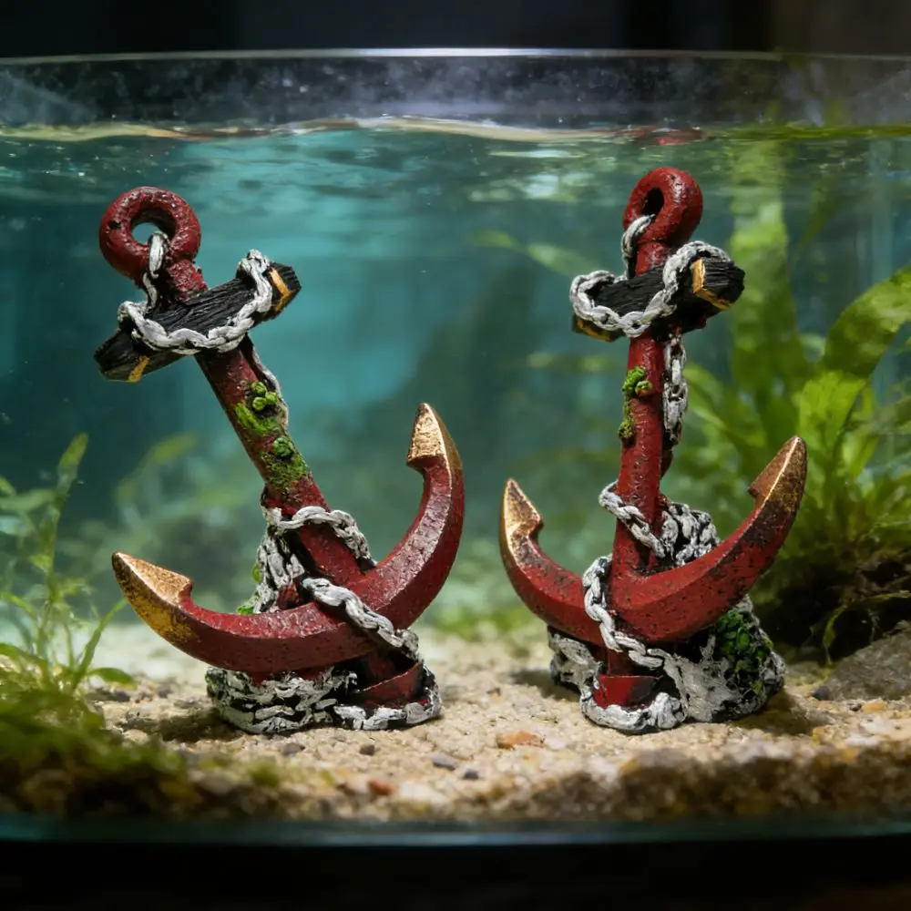 Escondite para gambas y peces en acuario: ancla decorativa