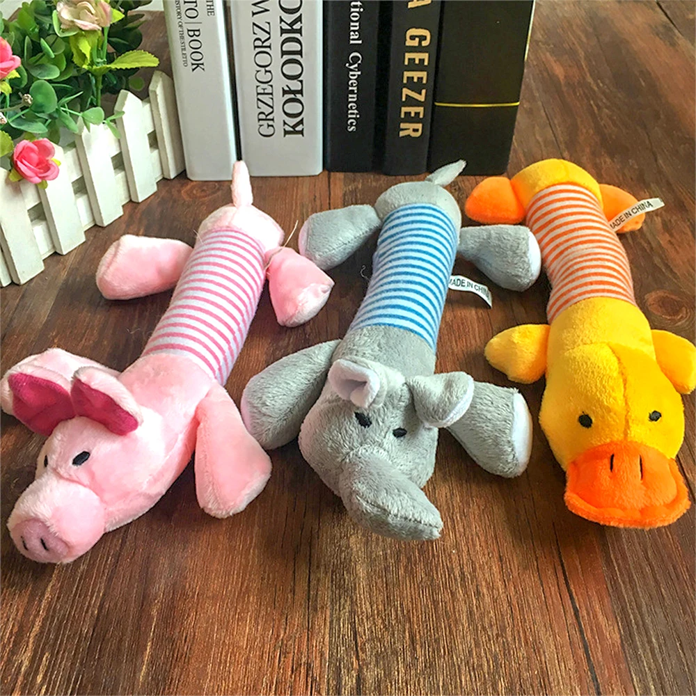 Juguetes populares para perros y gatos, divertidos juguetes de peluche duraderos de lana para perros, juguete con sonido para masticar, apto para todos los mascotas, elefante, pato, cerdo, juguetes de peluche - imagen 2