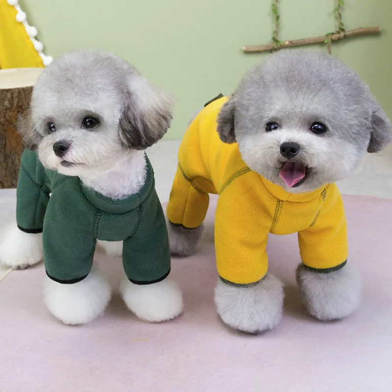 Ropa cálida para perros, disfraces envueltos en el vientre para perros, mono, traje para perros pequeños, monos para cachorros Shih Tzu Chihuahua, chándal XS - imagen 3