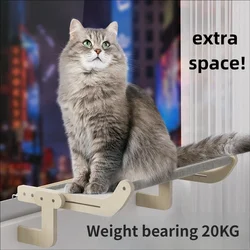 Cama para gatos amplia para ventana con marco de madera colgante