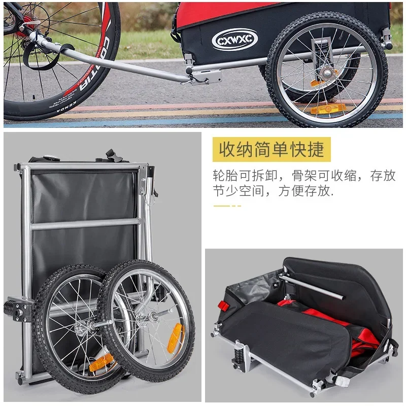 Transportín para mascotas, remolque de bicicleta para acampar al aire libre, extraíble de carga plegable, remolque para mascotas, camión de tracción pequeño colgante después de montar, cochecito de viaje - imagen 3