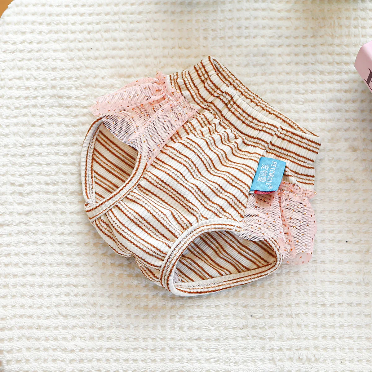 Pañales para perros, pantalones fisiológicos para cachorros, bragas para mujeres, pantalones cortos, ropa interior lavable para perros y gatos, lazo a rayas - imagen 3