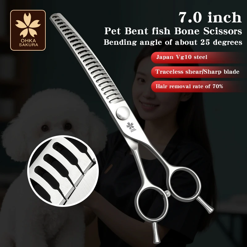 Tijeras curvadas de espina de pescado para el cuidado de mascotas de alta calidad (7.0 pulgadas) - Material VG10 importado, herramienta profesional para el cuidado de perros - imagen 2