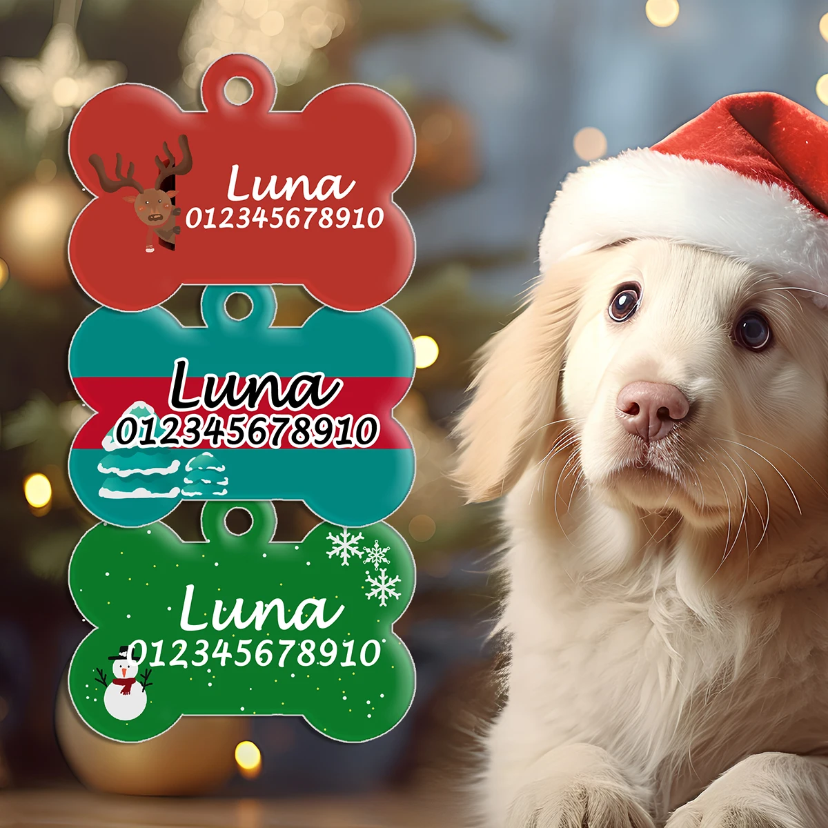 Etiqueta Navideña para collar de perro – Adorno árbol - imagen 4