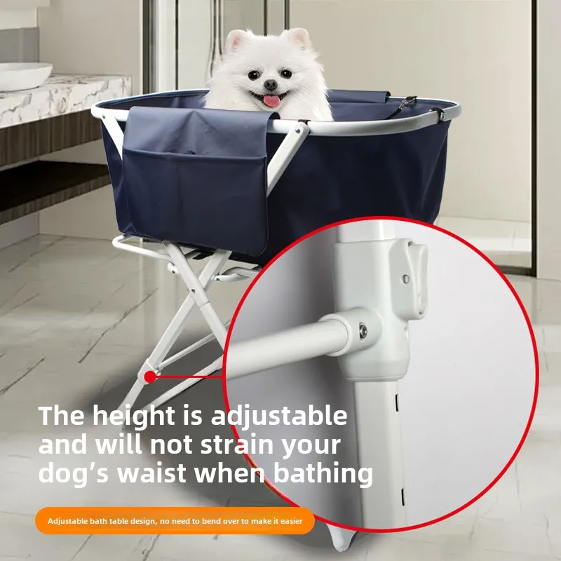 Lavabo de baño para mascotas, baño plegable para perros y gatos, estante de baño ajustable para interiores y exteriores, productos para mascotas, suministros de limpieza, accesorios - imagen 2