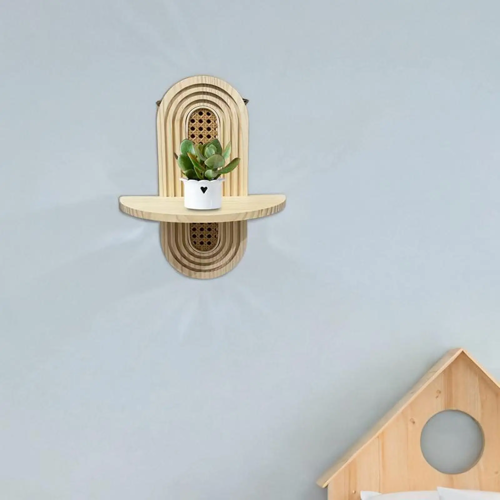 Estante de pared bohemio multiusos, estante de exhibición Retro, estante colgante de estante flotante de madera para baño, porche, oficina