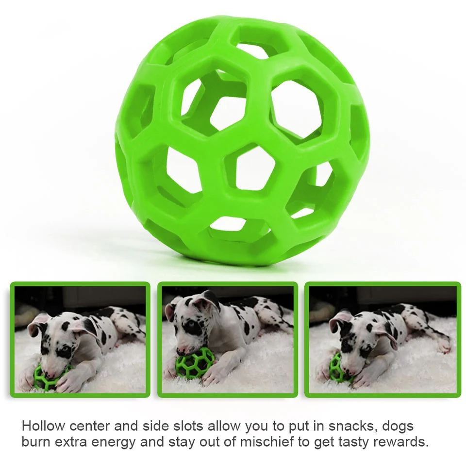 Juguete para masticar de goma Natural para perros y gatos, pelota de seguridad geométrica con campana, pelota interactiva para mascotas, entrenamiento para cachorros, bolas para limpiar los dientes - imagen 4