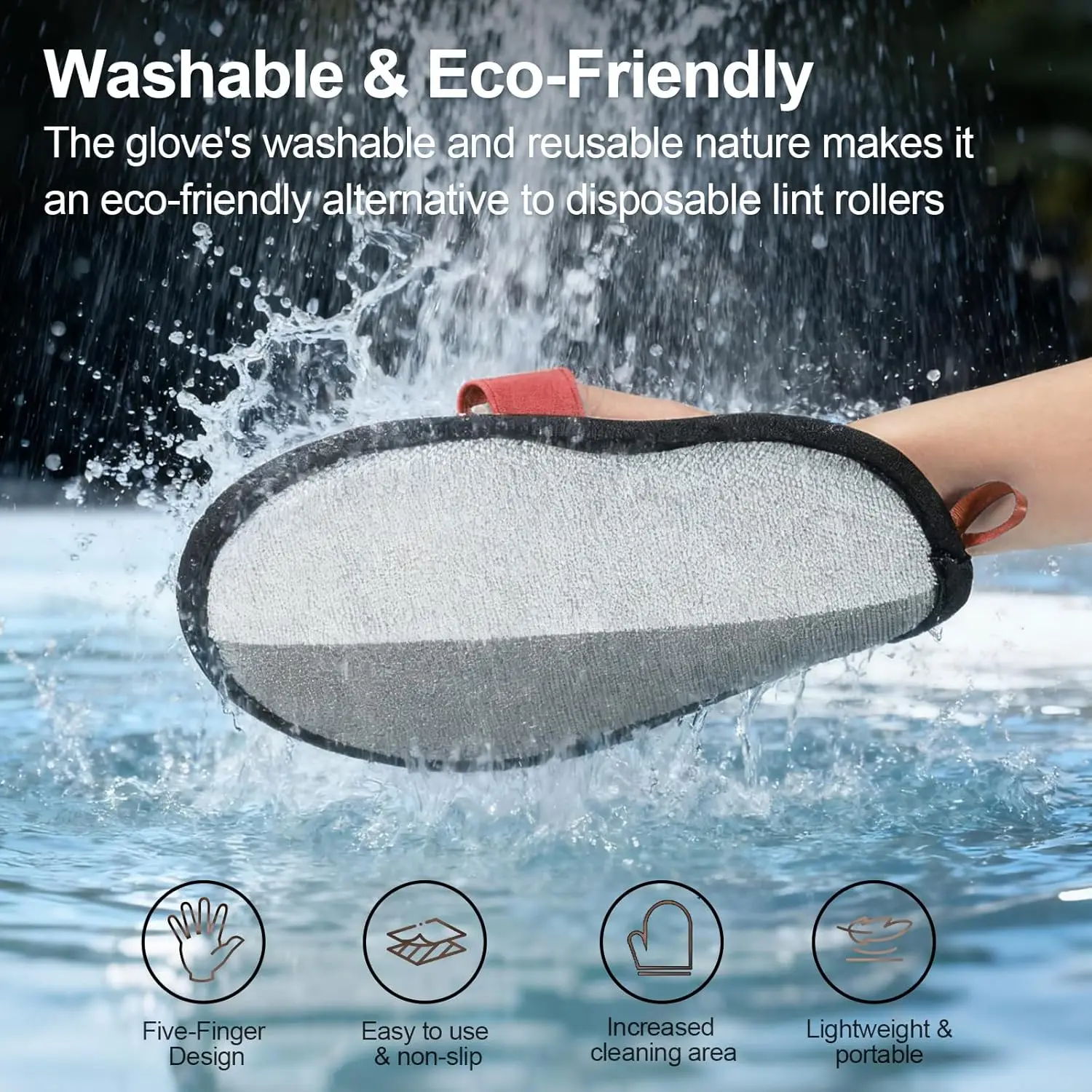 Guantes reutilizables para quitar el pelo y perros con cepillo mágico estático de 5 dedos, adecuados para muebles, alfombras, ropa, adhesivo estático - imagen 5