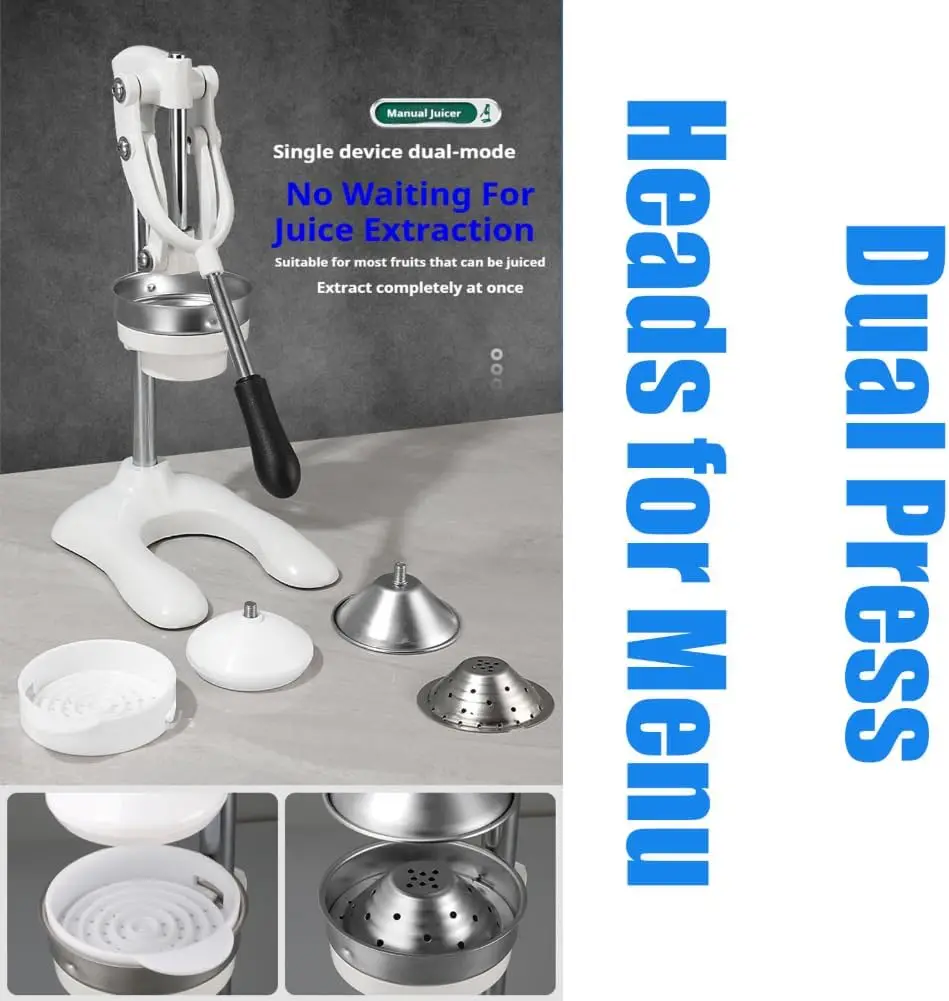 Exprimidor manual de cítricos de acero inoxidable, exprimidor manual de hierro fundido de grado comercial para naranja, limón, lima y granada - imagen 4