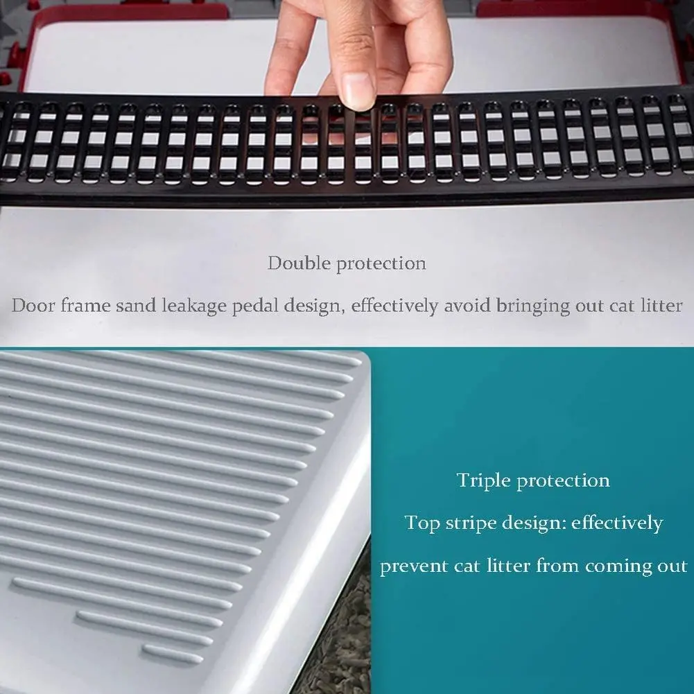 Bandeja de arena para gatos, caja de arena de entrada superior completamente cerrada, arenero grande para gatos, desodorante, colchas plegables para gatos con una pala - imagen 4