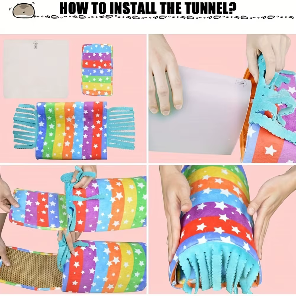 Túnel escondite con cortina para hámster, cobaya y conejos pequeños - imagen 5