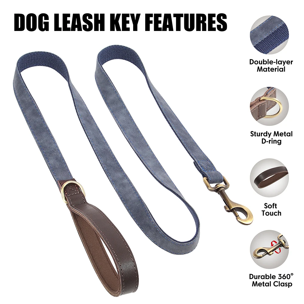 Correa de cuero PU para perros con mango suave y resistente - imagen 3