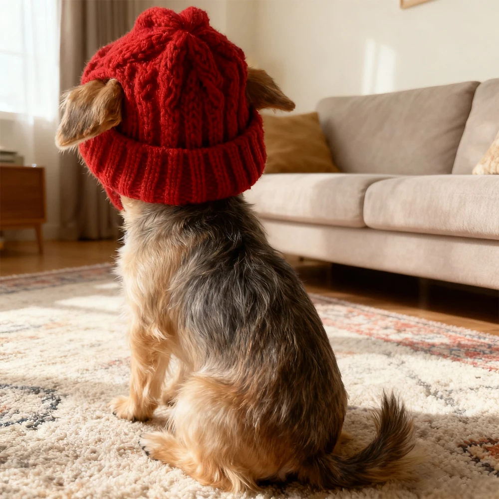 Gorro de punto para perro maltés – Protege orejas del frío en invierno - imagen 3