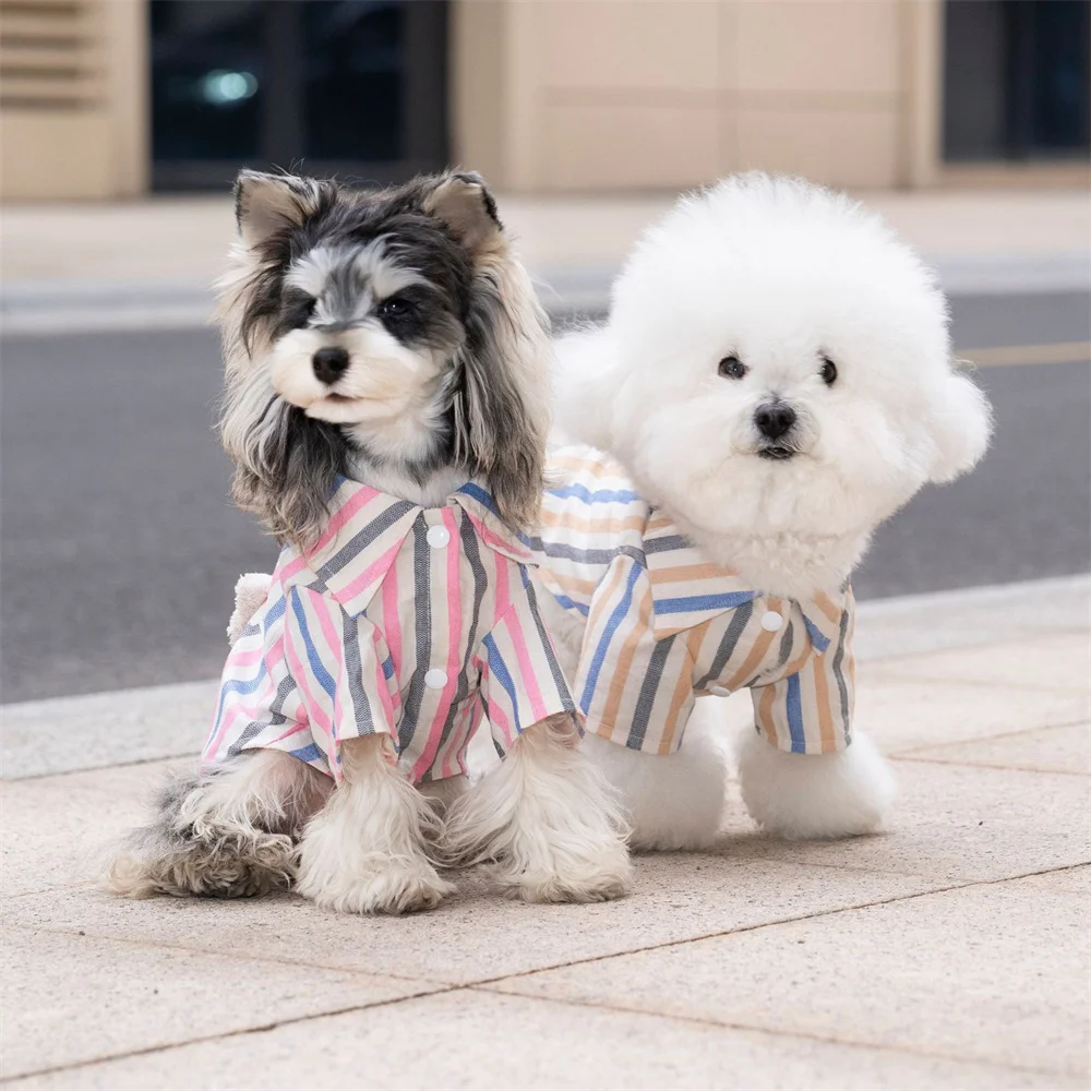 Camisa a rayas para perros pequeños Chihuahua Schnauzer verano holgada - imagen 2