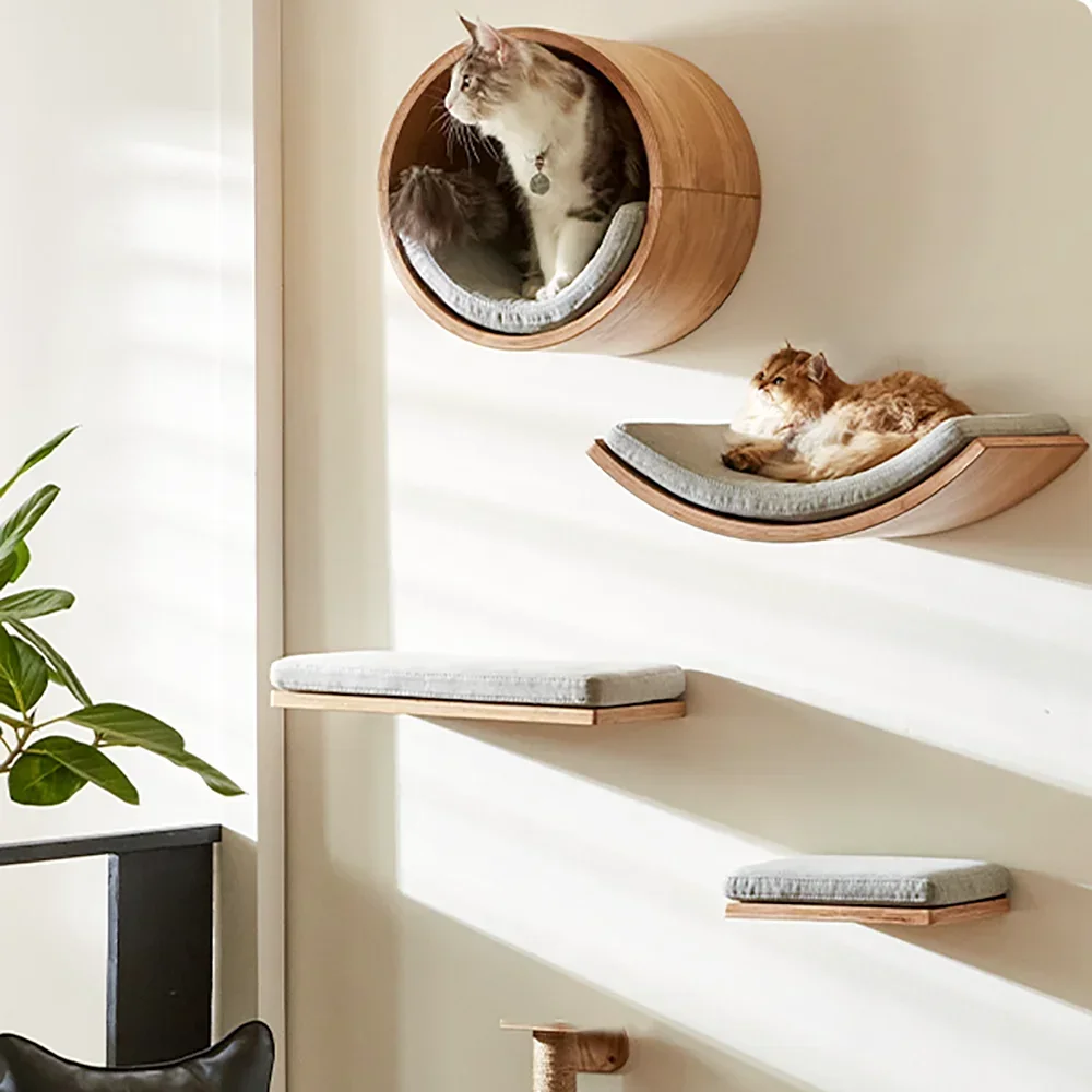Árbol rascador de pared con estantes y hamaca para gatos - imagen 5