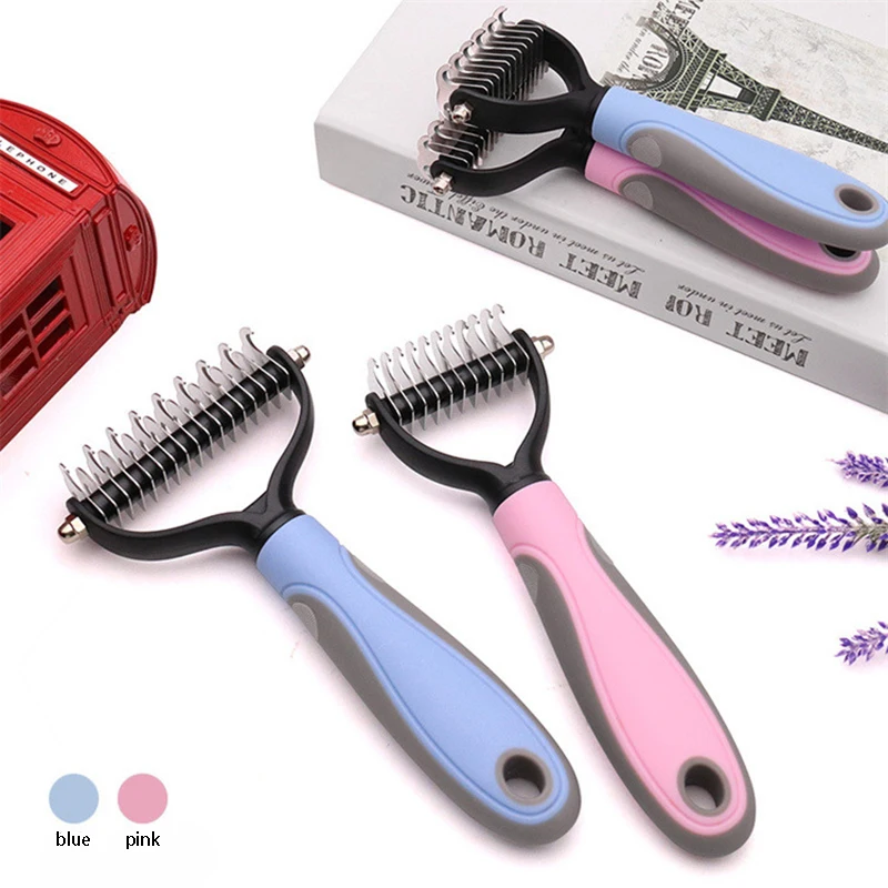 2 Sided Professional Pet Deshedding Brush Dematting Dog Comb Cat Brush Rake Puppy Grooming Tools Undercoat Shedding Flying Hair - imagen 4