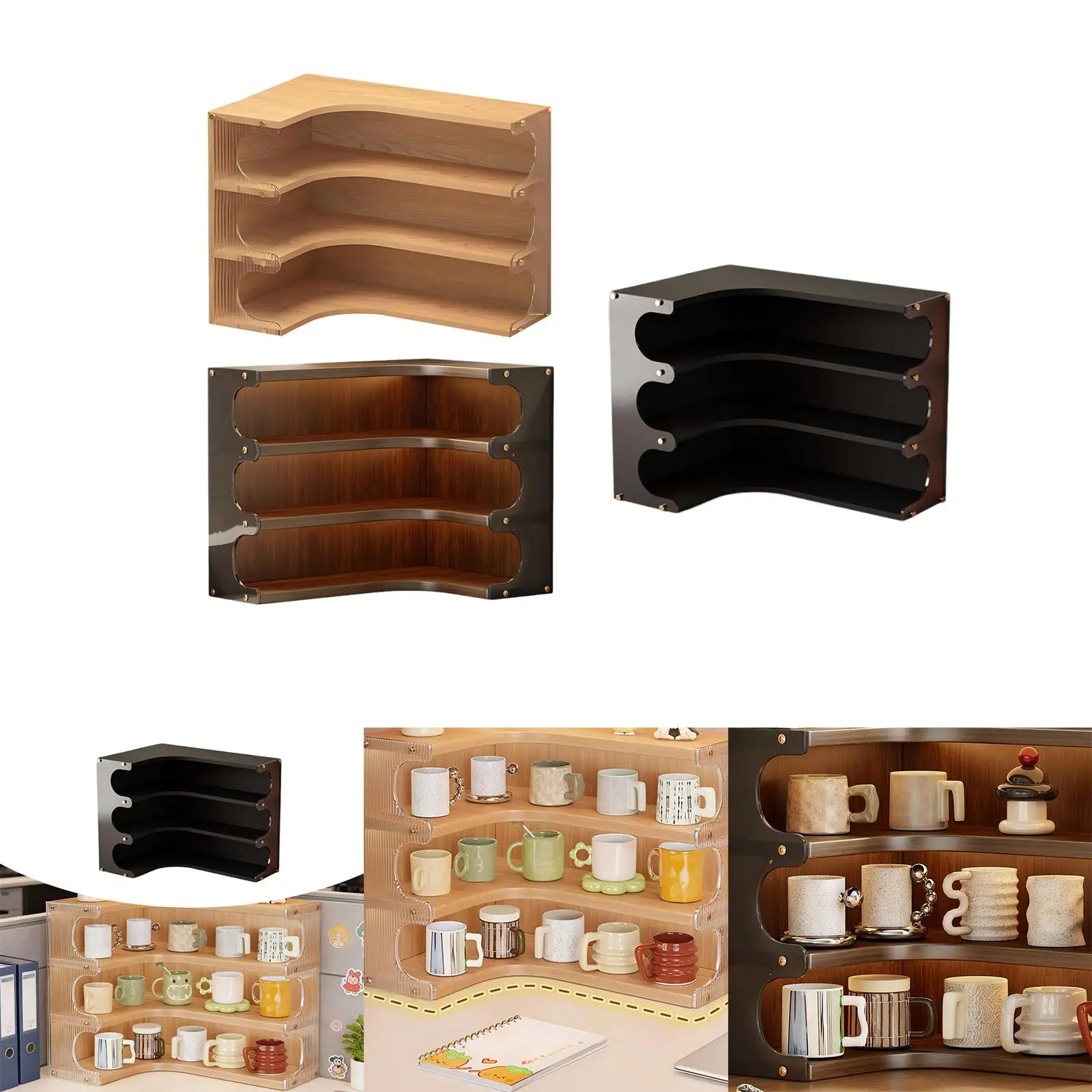 Estante organizador de esquina de escritorio, estante de almacenamiento de madera para apartamento, cocina, Hotel - imagen 4