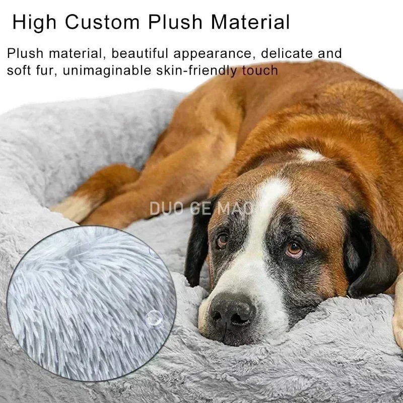 Cama gigante de felpa con funda extraíble para perros grandes, relleno de esponja 3D, almohadilla antideslizante para perrera - imagen 2