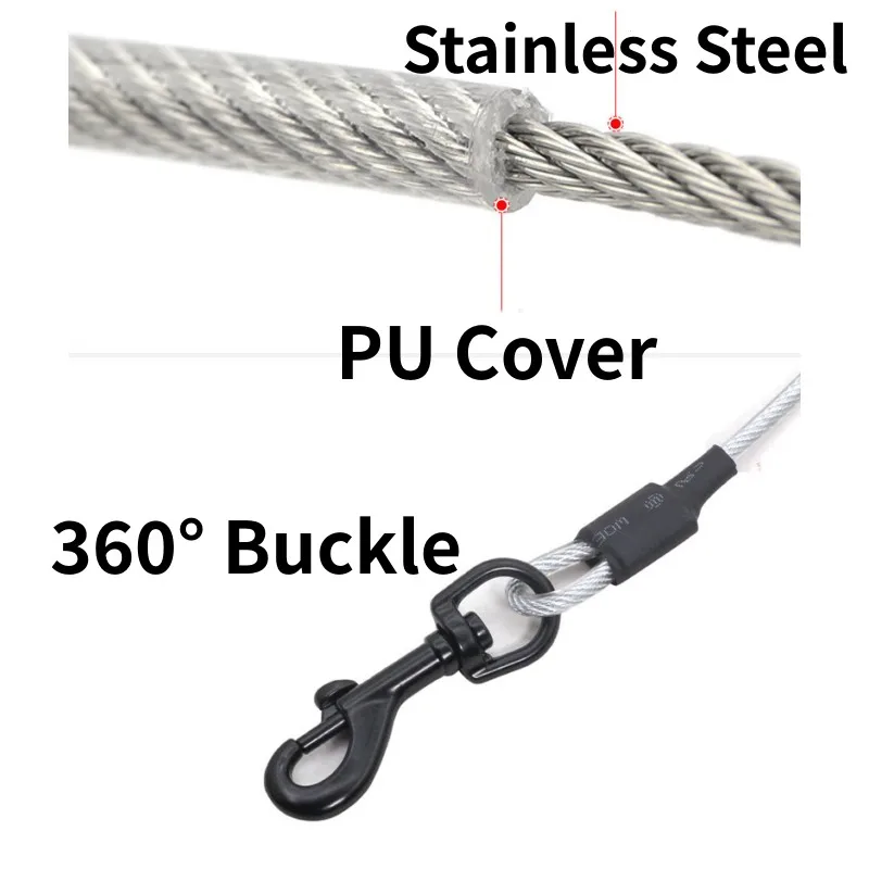 Correa para perro, cadena P, correa de alambre de acero para caminar, correas antimordeduras para perros, cuerda P reflectante, mango cómodo, cadena para perros de 120cm - imagen 5