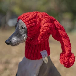 Gorro de lana gris para perro, ropa de Galgo Italiano, calentador de orejas, sombrero de invierno