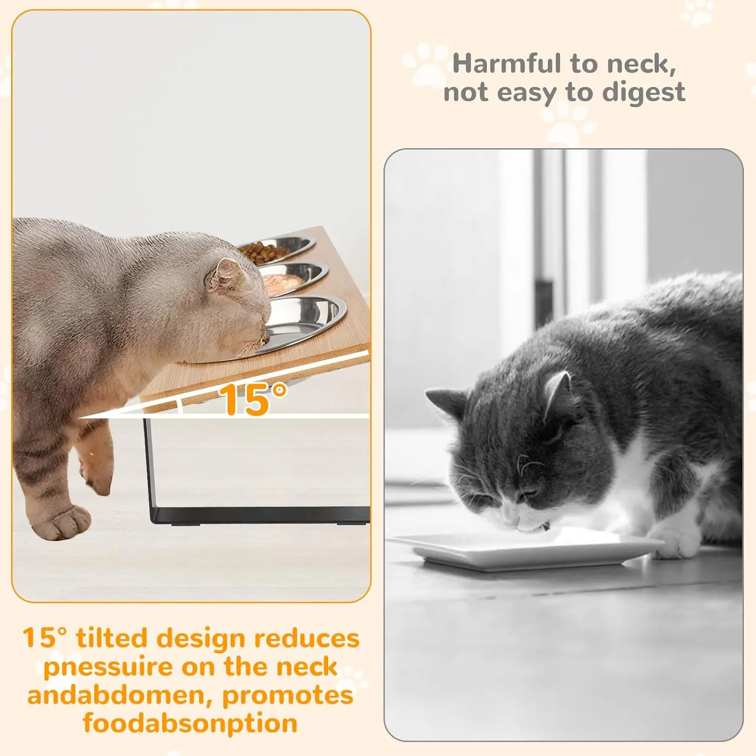 Comederos y bebederos elevados inclinados para gatos pequeños - imagen 3