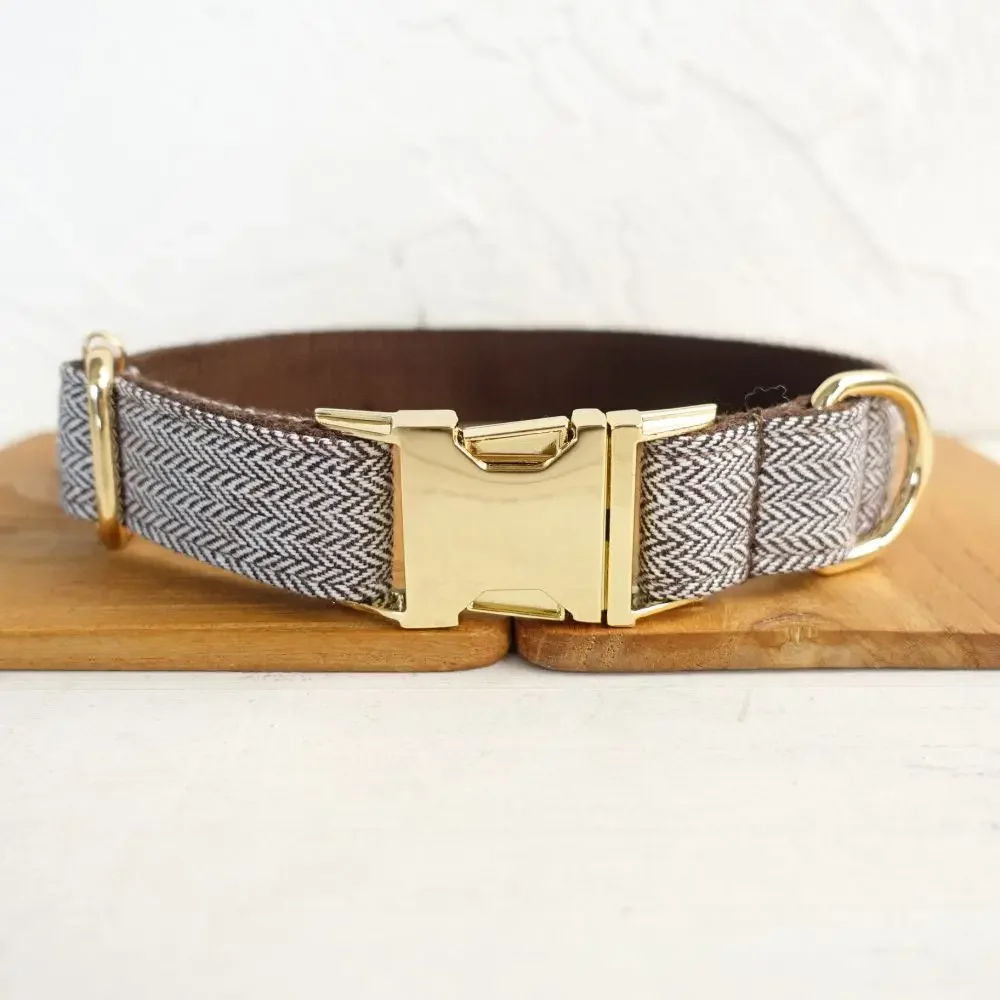 Collar personalizado para perro, accesorio para mascota, grabado gratis, etiqueta de nombre de identificación, traje grueso marrón, correa para cachorro de fibra - imagen 2