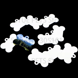 100 Uds etiqueta blanca colgante para mascota impresión Color colgante forma de hueso etiqueta de identificación de perro accesorios de llavero personalizados