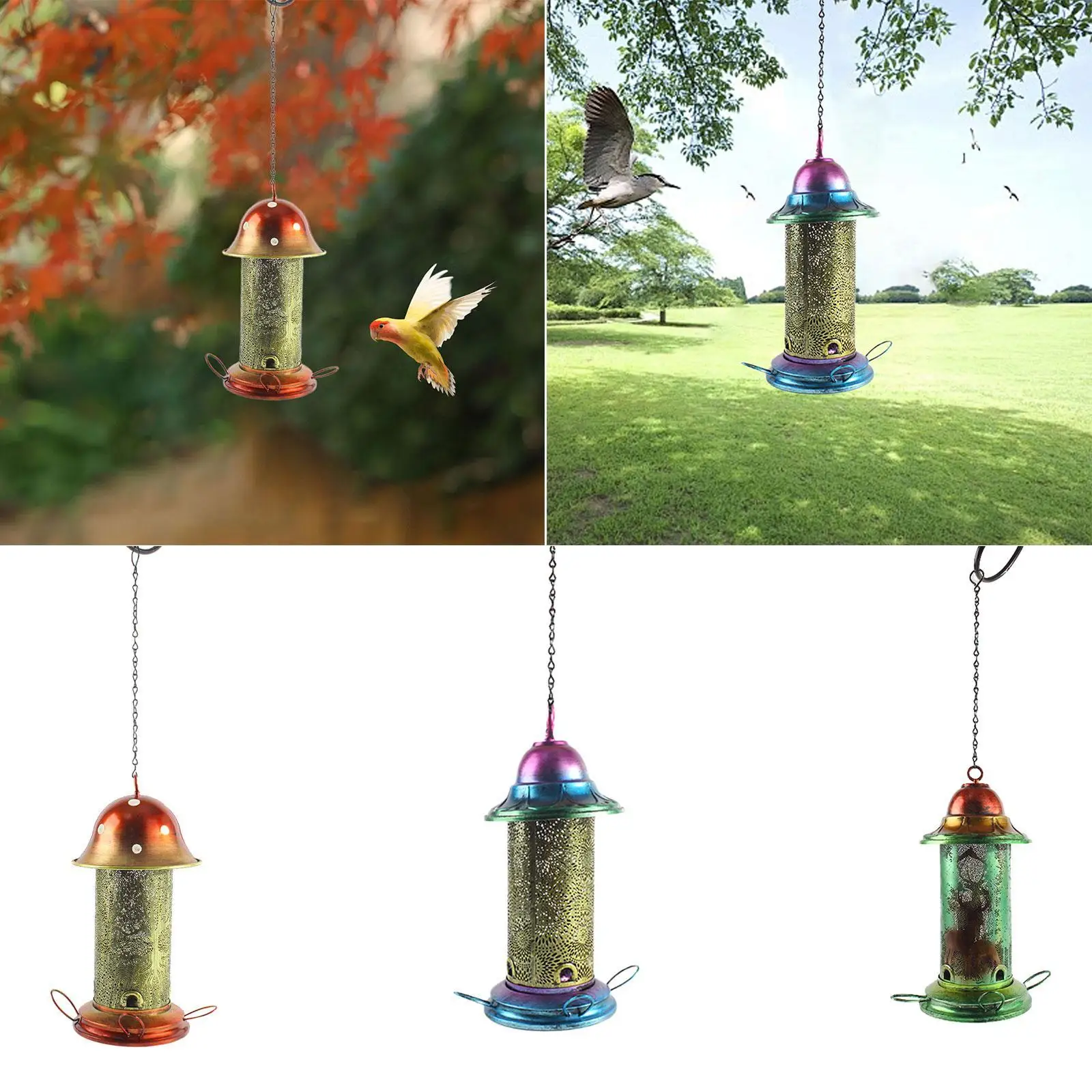 Hanging Bird Feeder Weather Resistant Garden Ornament for Outside Lawn Patio
