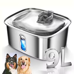 Bebedero automático de acero inoxidable 9 L para gatos y perros