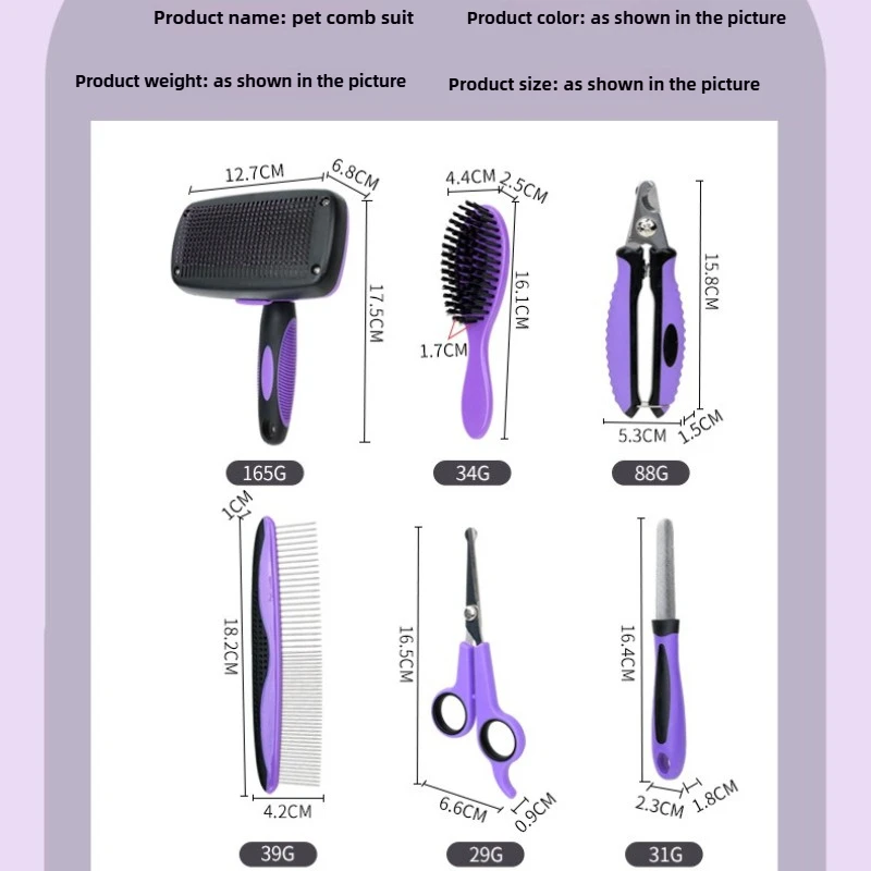 Peine para mascotas, limpieza de belleza, juego de 9 piezas, tijeras para perros y gatos, peines de aguja, cortaúñas, peines, guantes, suministros de limpieza para mascotas, accesorios - imagen 5