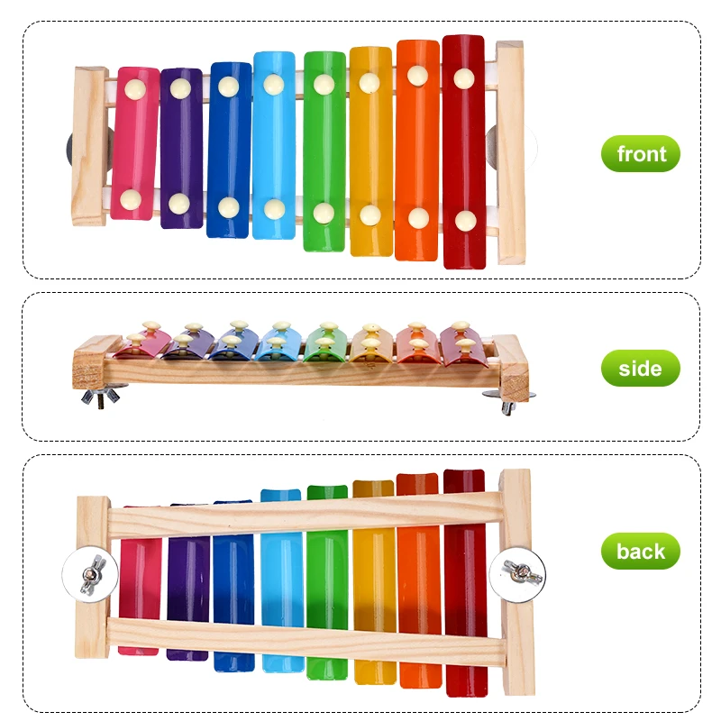 Juguete de pollo para pájaros y mascotas, gallo de gallina, xilófono de madera para rotar, morder, roscar, juguete musical, accesorios para gallinero - imagen 5