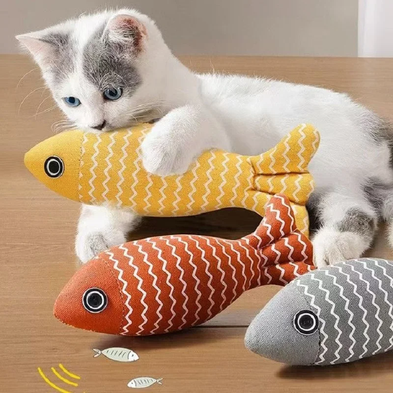 Juguetes de hierba gatera para moler dientes, divertido juguete interactivo de peluche para gatos, gatito para mascotas, juguete Vocal para morder pescado, menta para gatos