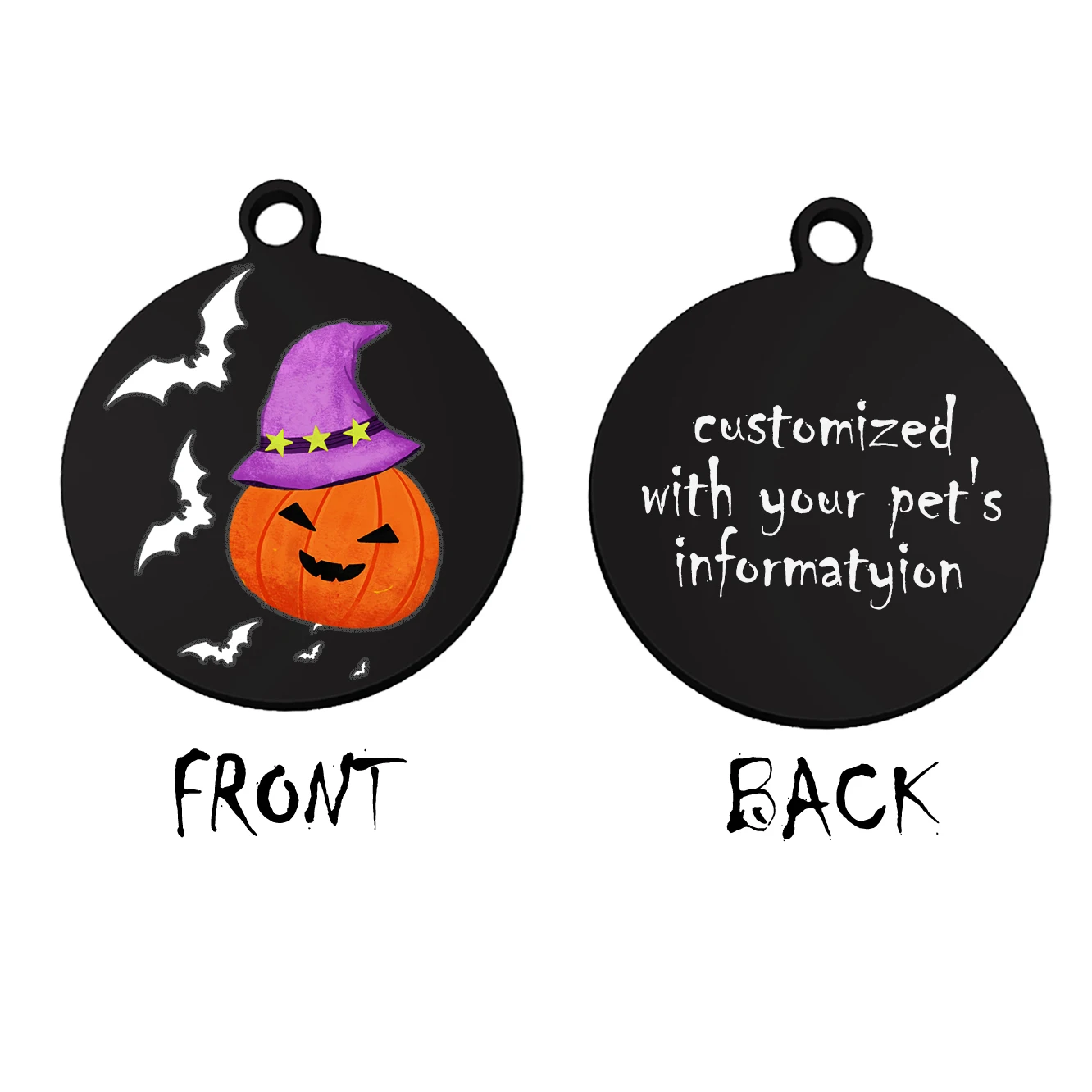 Etiquetas negras personalizadas con nombre de mascota, personalización de Halloween, etiquetas para perros y gatos, accesorios para Collar de gato, etiqueta para perro de identificación de mascota, collares, etiqueta de acero - imagen 3